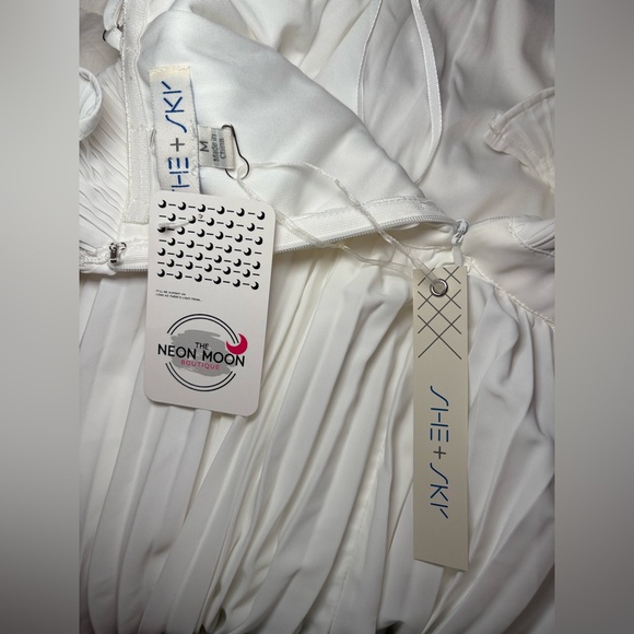 White Ruffle Pleated Mini Dress - Picture 6 of 6